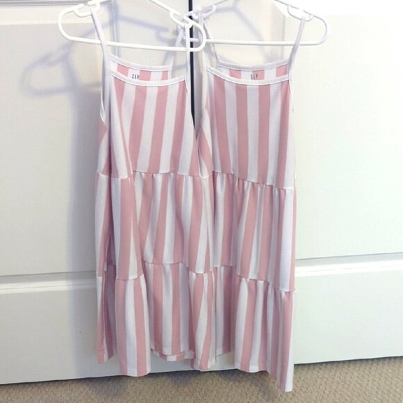 Bundle Of 2 Candy Cane GAP Kids Pink and White Striped Matching Dress Size 8&10 - Picture 2 of 7